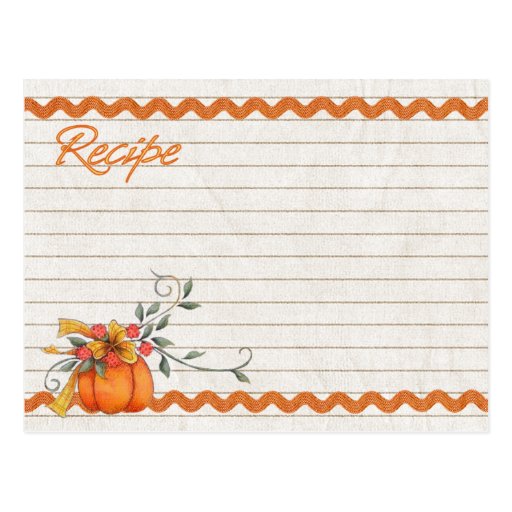 Fall recipe card postcard | Zazzle