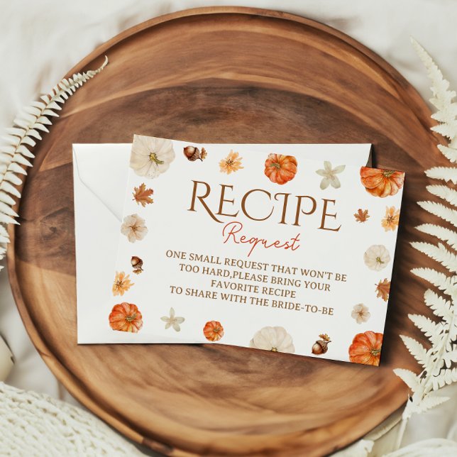 Fall Recipe Request Bridal Shower Enclosure Card (Creator Uploaded)