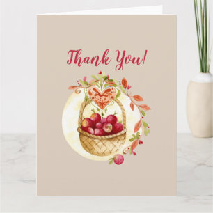 Fall Red Apple Basket Card