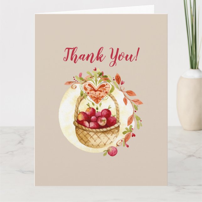 Fall Red Apple Basket  Card (Front)