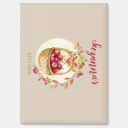 Fall Red Apple Basket  Magnet