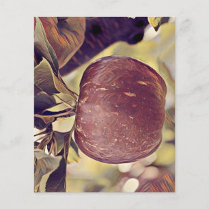 Fall red apple fruit and leaves watercolor