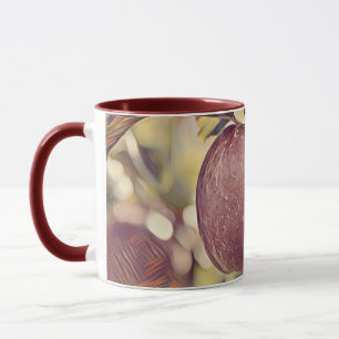 Fall red apple fruit and leaves watercolor mug
