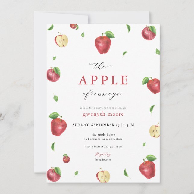 Fall Red Apple of Our Eye Baby Shower Invitation (Front)