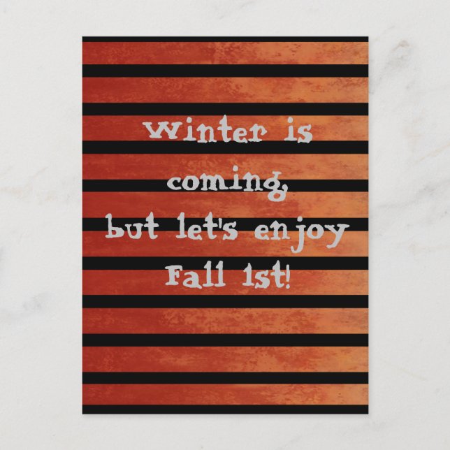 Fall Red & Black Ombre Stripes Humorous Postcard (Front)