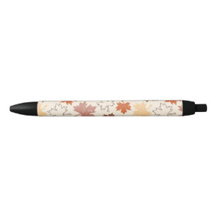 Fall red brown maple leaves earth colors pen