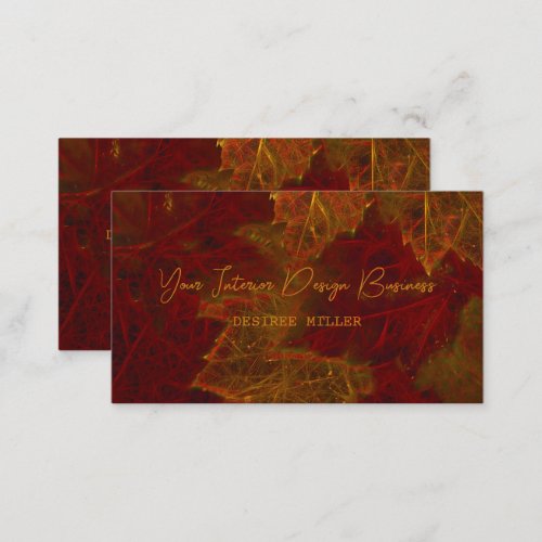 Fall Red Gold Rustic Elegant Maple Leaves Business Card