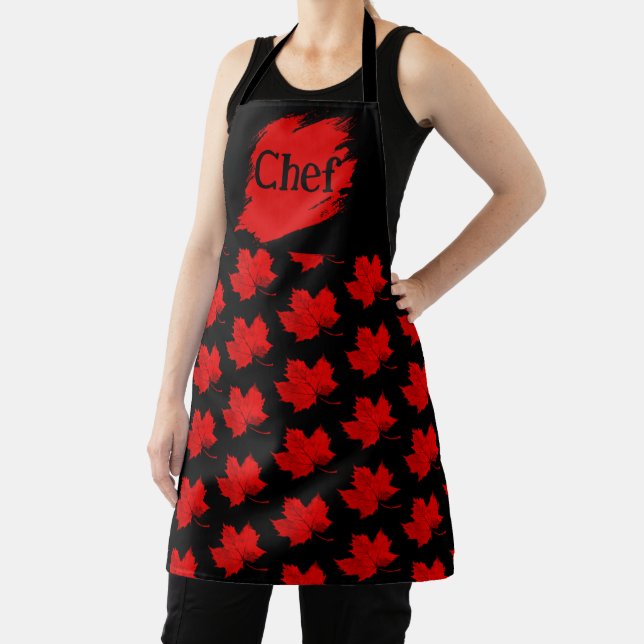 Fall Red Leaves All-Over Print Chef Apron (Insitu)