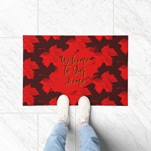 Fall Red Leaves Welcome Home Doormat (Indoor)