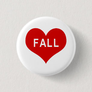 FALL Red Love Heart Button