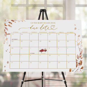 Fall Red Truck Due Date Calendar Baby Shower Foam Board