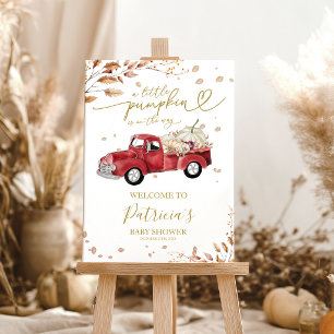 Fall Red Tuck Pumpkin Baby Shower Welcome Sign