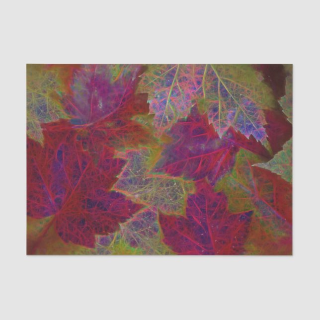 Fall Red Yellow Neon Maple Leaves Tissue Paper (Front)