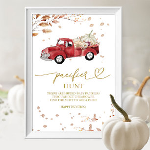 Fall RedTruck Pacifier Hunt Baby Shower Game Sign
