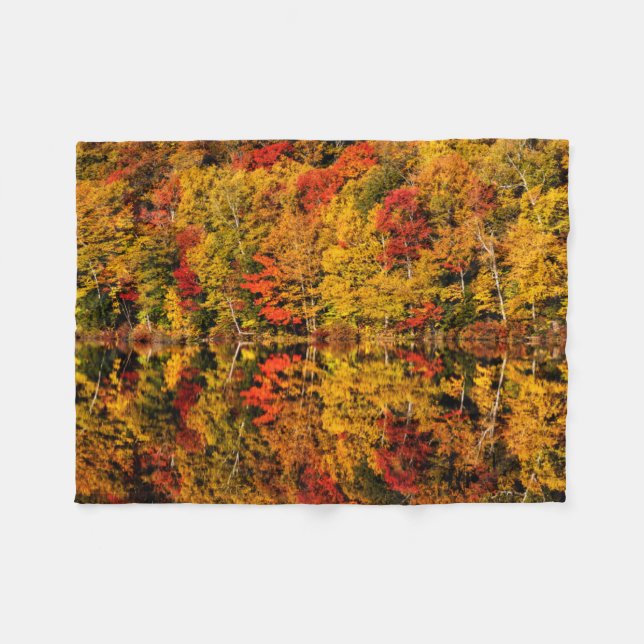 Fall Reflection on Russell Pond | New Hampshire Fleece Blanket (Front (Horizontal))