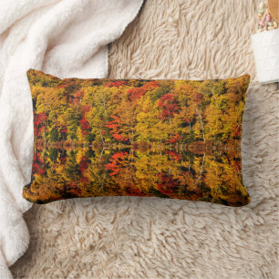 Fall Reflection on Russell Pond   New Hampshire Lumbar Pillow