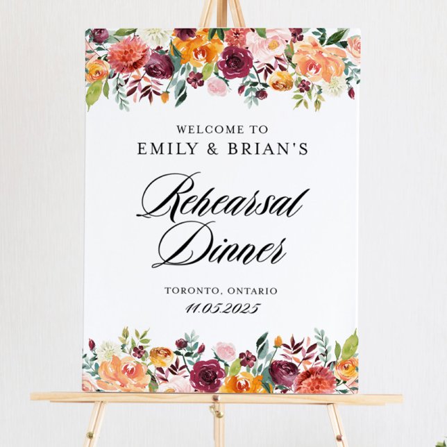 Fall Rehearsal Dinner Welcome Sign Template Blooms (Creator Uploaded)