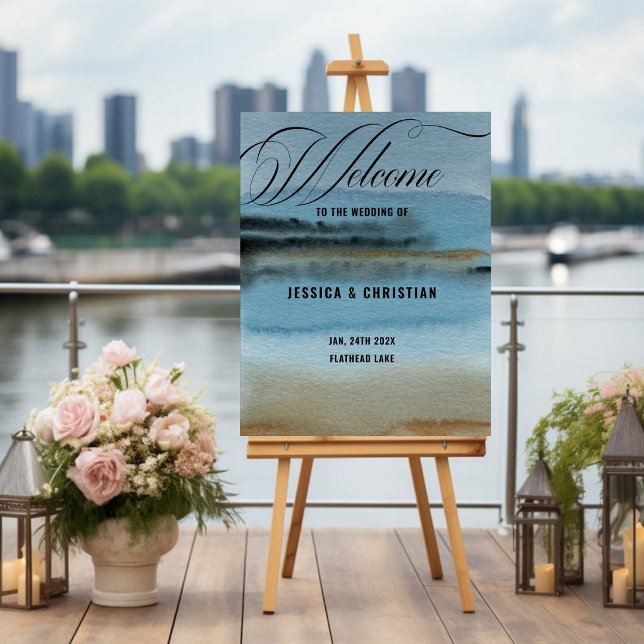 Fall River Lake Watercolor Wedding Welcome Sign (Creator Uploaded)