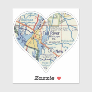 Fall River MA Classic Map Sticker