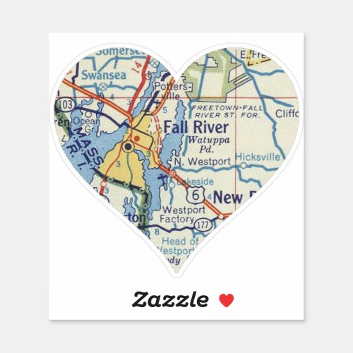 Fall River MA Classic Map Sticker