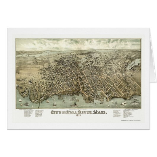 Fall River, MA Panoramic Map - 1877 Cards (Front Horizontal)