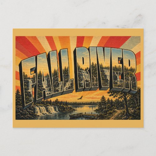 Fall River Massachusetts Waterfalls Lake Woodland Postcard