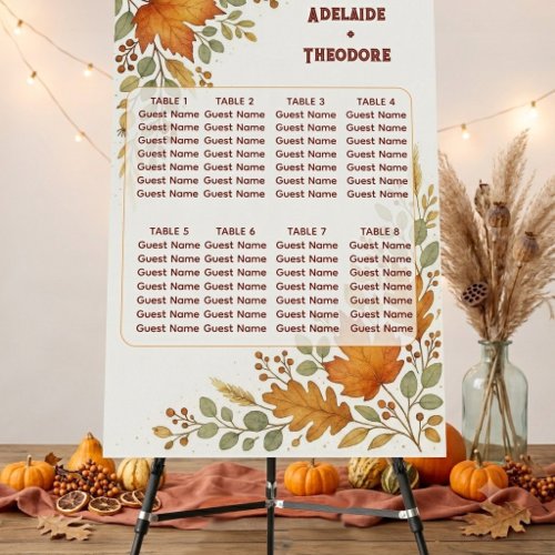 Fall Romance Rustic Country Wedding Seating Chart  Foam Board