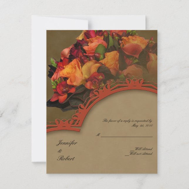 Fall Rose Bouquet Response Card (Front)