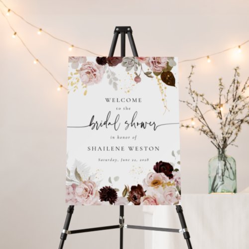 Fall Rose Bridal Shower Welcome Event Sign