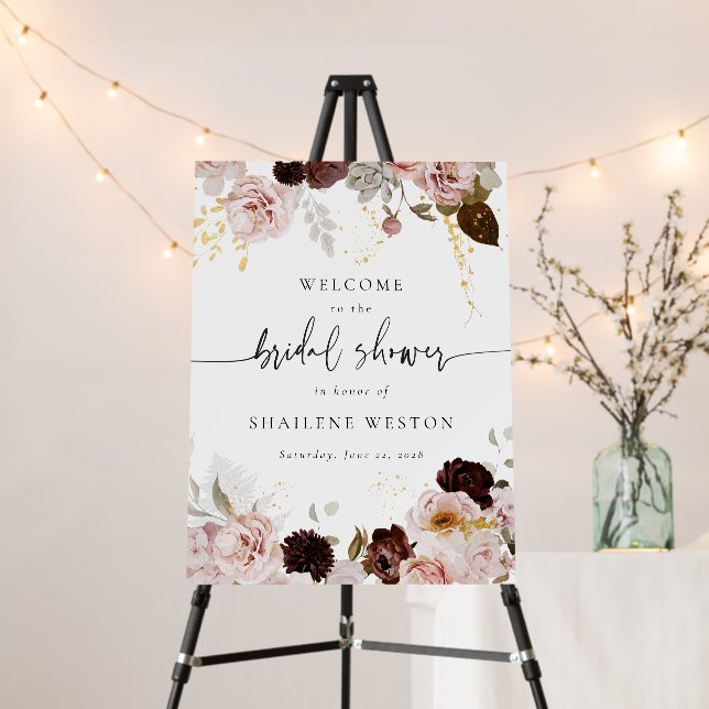 Fall Rose Bridal Shower Welcome Event Sign (In Situ (Stand))