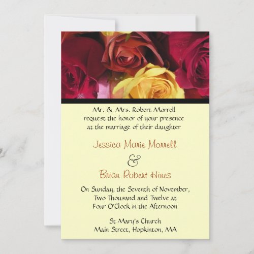 Fall Rose Floral Wedding Invitation