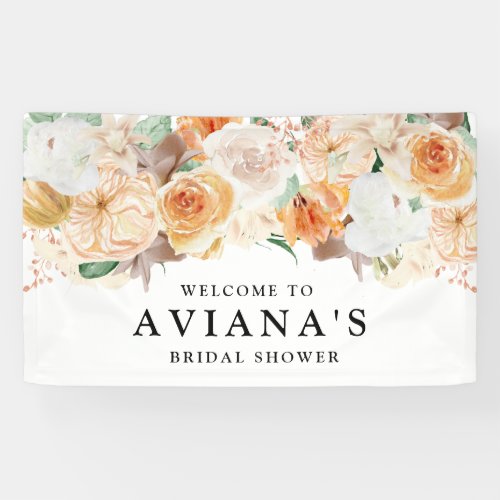 Fall Rose Lily Floral Bridal Shower Welcome Banner
