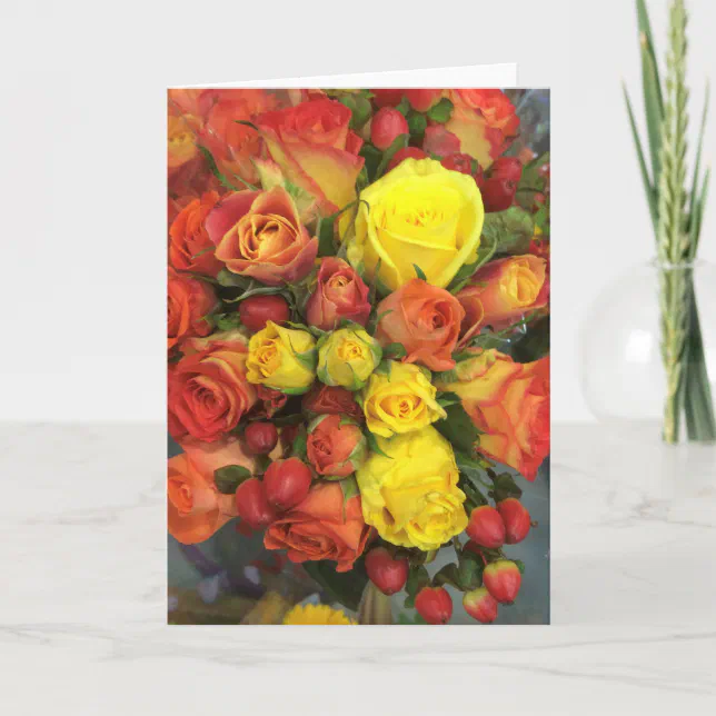 Fall roses greeting card | Zazzle
