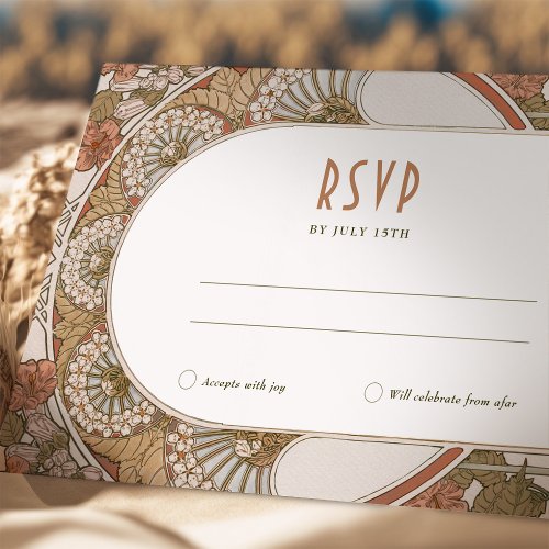 Fall RSVP Insert Vintage Art Nouveau Wedding Invitation