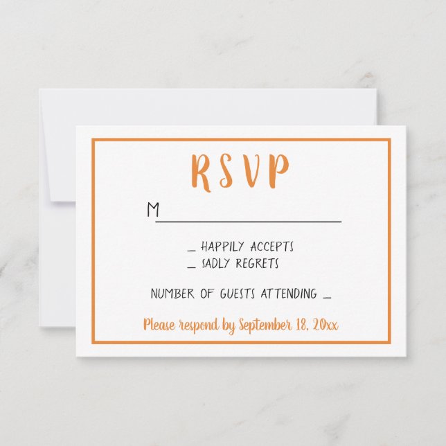 Fall RSVP Orange Autumn Wedding Party Minimalist Card (Front)