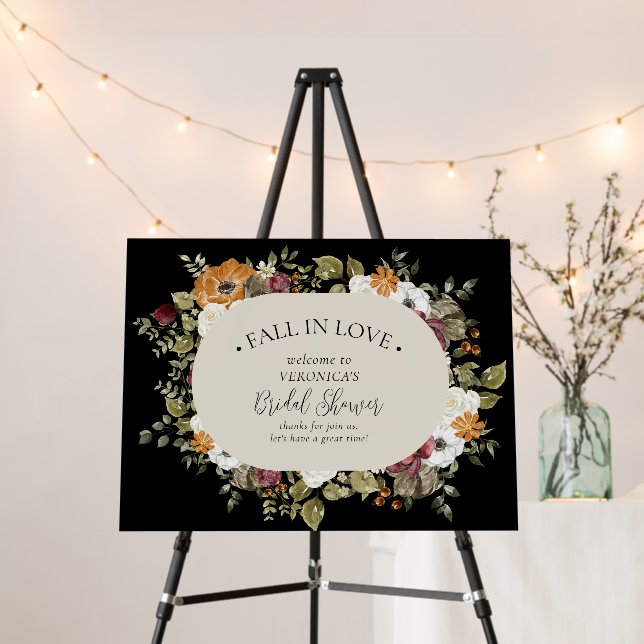 Fall Rust Black Ivory Bridal Shower Welcome  Foam Board (In Situ (Stand))