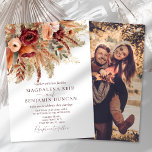 Fall Rust Burgundy Florals Pampas Photo Wedding Invitation<br><div class="desc">Elegant Bohemian watercolor floral design,  perfect for autumn wedding with terracotta,  burgundy,  rust,  beige,  and green colors with dried pampas grasses,  and flowers,  with some faux gold grass accents.</div>
