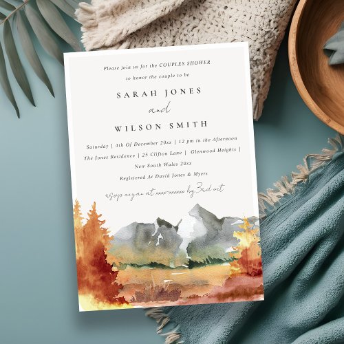 Fall Rust Mountain Trees Foliage Couples Shower Invitation