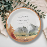 Fall Rust Orange Mountain Trees Foliage Wedding  Paper Plates<br><div class="desc">If you need any further customisation please feel free to message me on yellowfebstudio@gmail.com.</div>