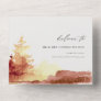 Fall Rust Orange Watercolor Trees Foliage Wedding All In One Invitation