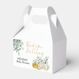 Fall Rust Orange White Pumpkin Greenery Thank You Favor Boxes