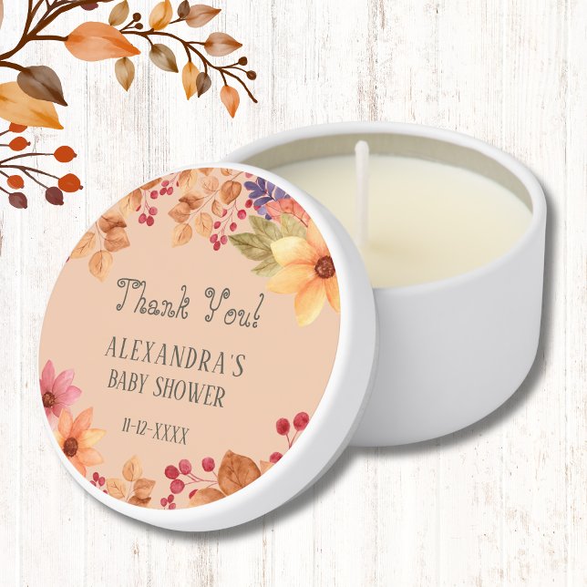 Fall Rustic Autumn Baby Shower Thank You  Mini Candle Favors (Creator Uploaded)