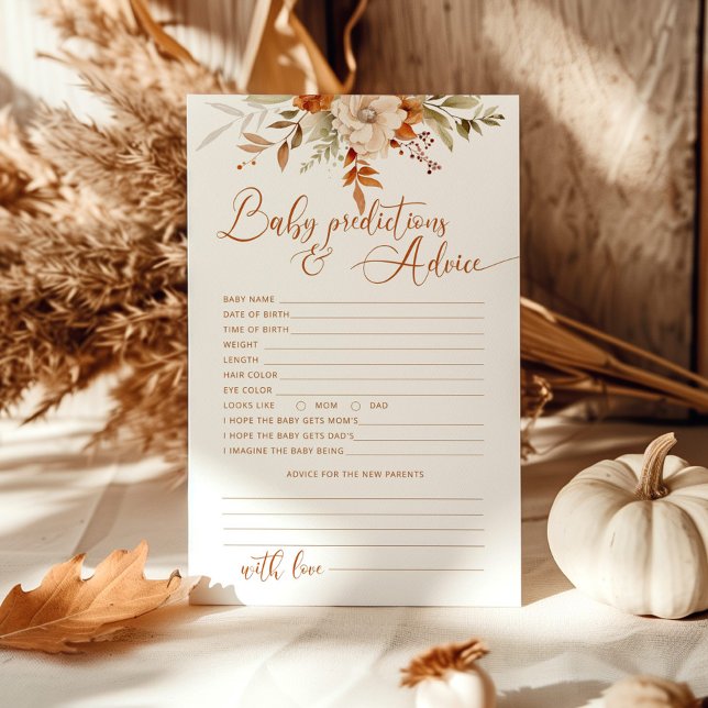 Fall rustic Baby predictions and advice card (Creator Uploaded)