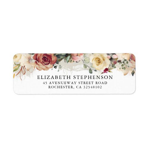 Fall Rustic Bloom Elegant Wedding Watercolor Label