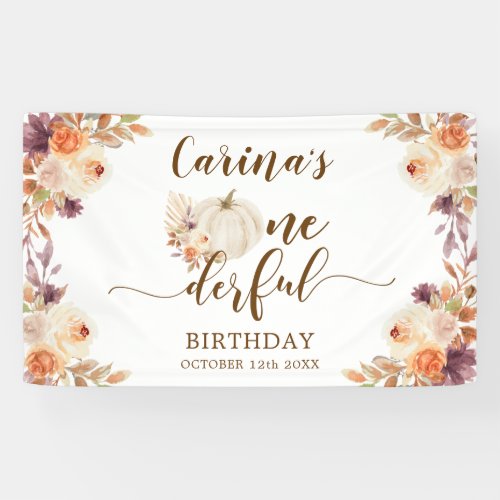 Fall Rustic Boho Pumpkin Onederful Birthday Banner