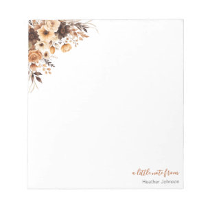 Fall Rustic Brown and Ivory Rose Country Wedding Notepad