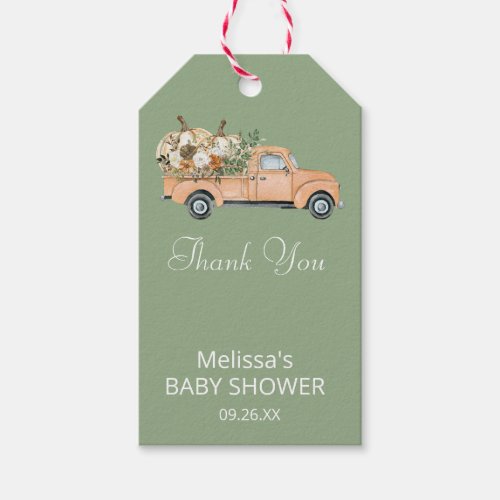 Fall Rustic Brown Floral Old Vintage Truck Gift Tags