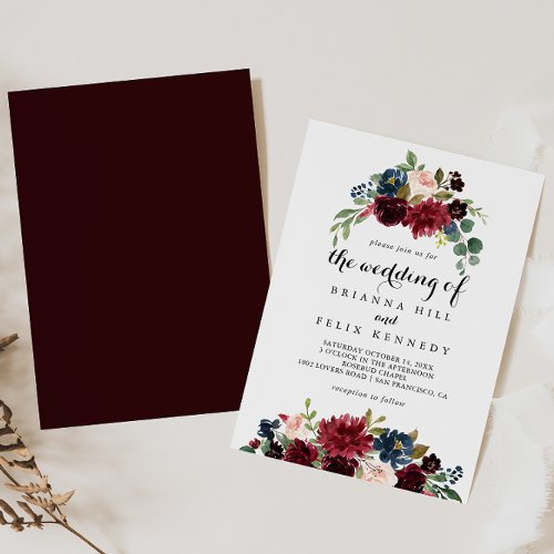 Fall Rustic Burgundy Calligraphy The Wedding Of Invitation