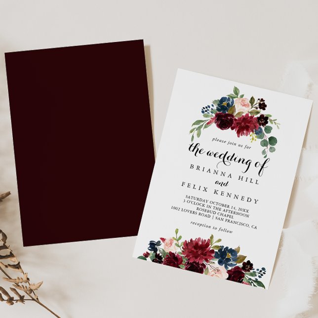 Fall Rustic Burgundy Calligraphy The Wedding Of Invitation (Creator Uploaded)