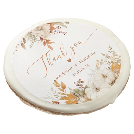 Fall rustic Burnt orange Wedding Sugar Cookie (Angled)